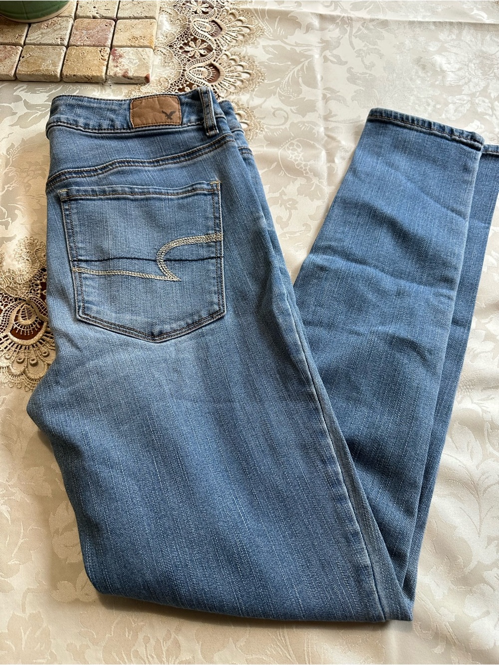 American Eagle Outfitters Hi-Rise Jegging Skinny Jeans - Light Blue Wash Size 8